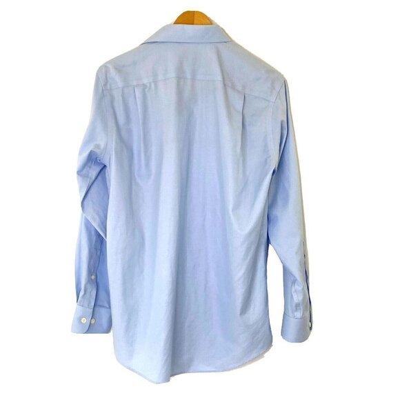 Pronto Uomo Button Front Dress Shirt Mens 14.5 32-33 Long Sleeve No Iron Blue - Picture 2 of 7